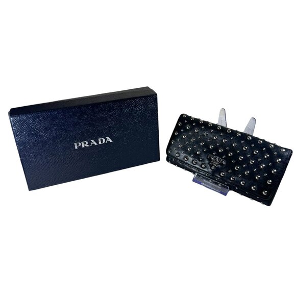 Prada Nappa Borchie Studded Wallet Continental NWOT MINT Condition - Picture 2 of 16